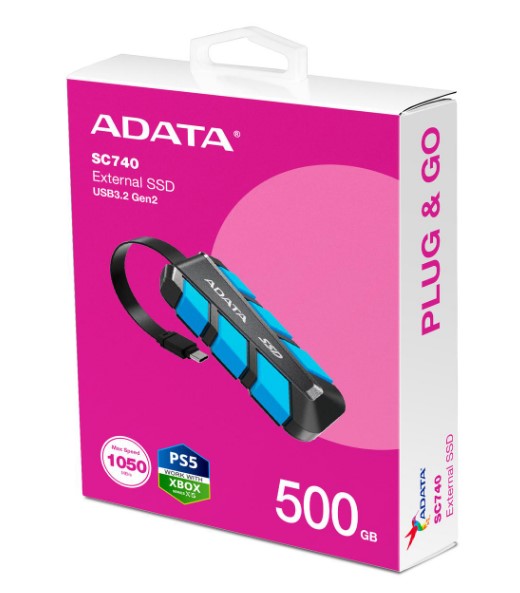 Ssd Externo Adata Sc740 500gb Usb-c 3.2 1,000mb/s (sc740-500g-cbu), Adata
