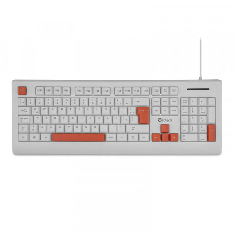 Getttech Teclado Slim Blanco EspaÑol Usb Reposamanos Ggk-esmwr-02-wh, Getttech