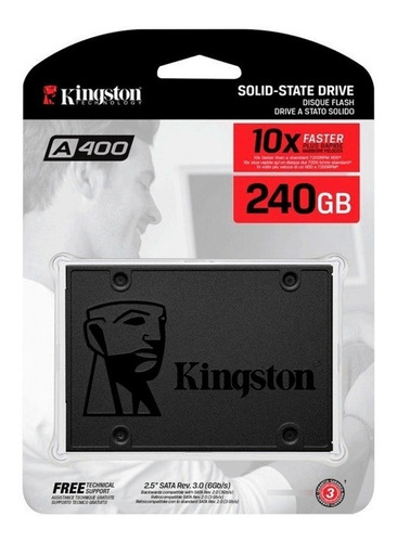 Unidad Ssd Kingston 240gb Sata 3 2.5  500/350 Mb/s R/w(sa400s37/240g), Kingston