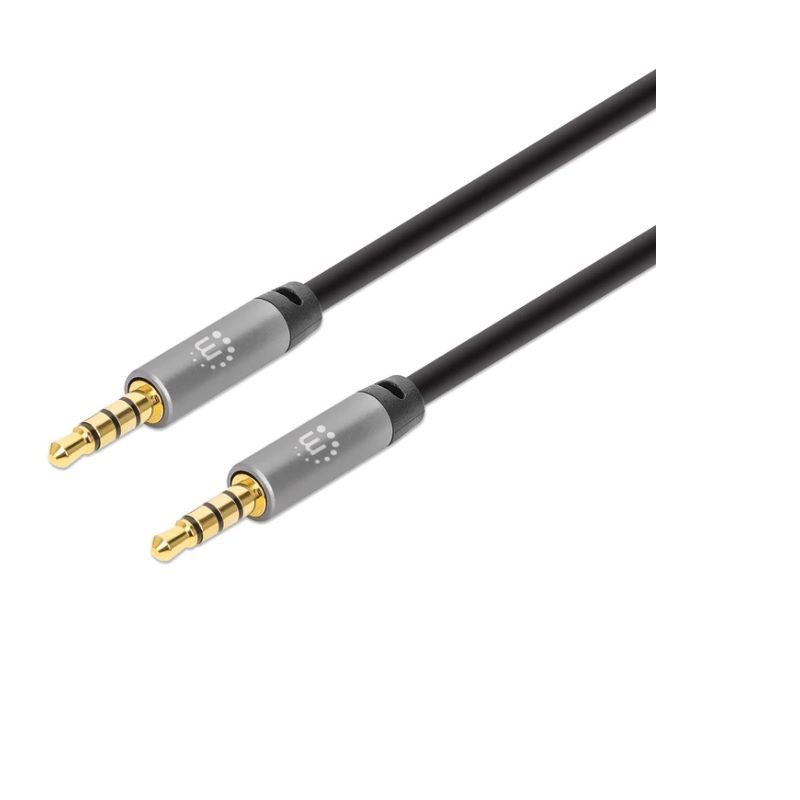 Cable Manhattan Audio Estereo 3.5mm M-m 3.0m Negro/plateado 356008, Manhattan