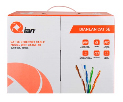 Bobina Qian 100mts /utp Cat5e / Interior/gris/ 24 Awg / Qhr-cat5e-10, Qian