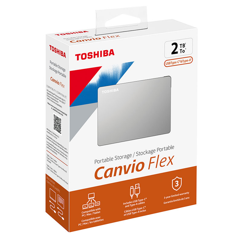 Disco Duro Externo Toshiba 2tb Usb 3.0 Canvio Flex Plata (hdtx120xscaa), Toshiba