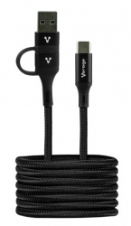 Cable Vorago Tipo C-c C/adapt Usb A Pd 60w Carga RÁpida Negro Cab-126, Vorago