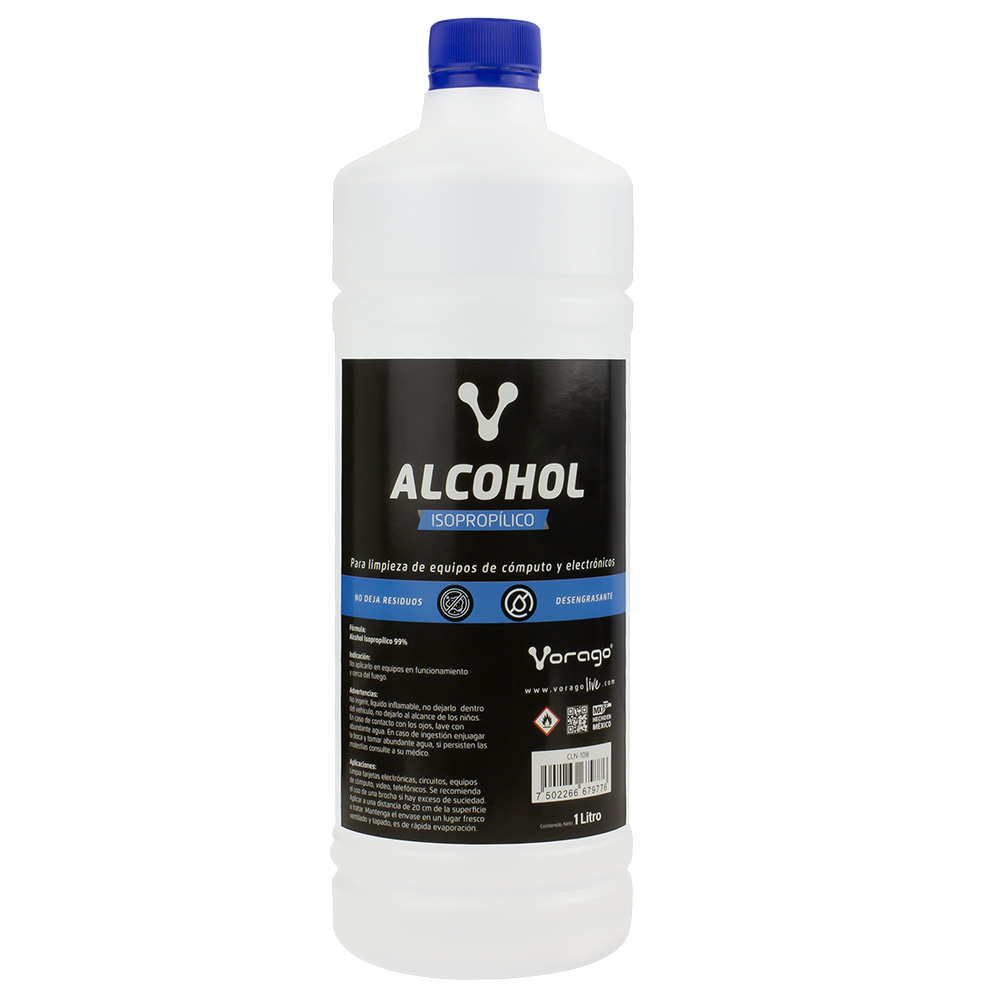 Alcohol Isopropilico Vorago Botella 1 Lt Rapida Evaporacion Cln-108, Vorago, Accesorios, Mantenimiento, Limpieza [Imagen 1]